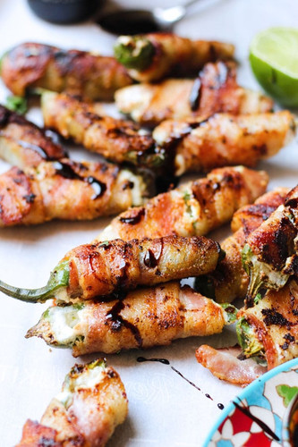 Bacon Wrapped Jalapeño Poppers with a Balsamic Glaze Bacon Wrapped Jalapeño Poppers with a Balsamic Glaze