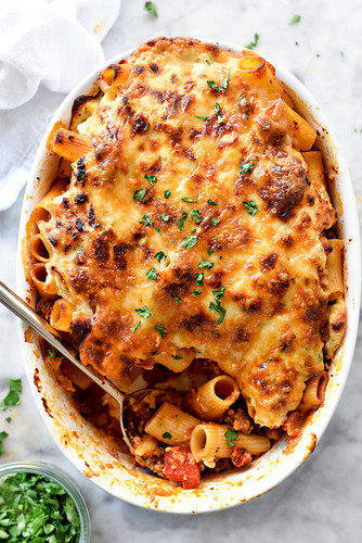 Baked Sausage and Cheese Rigatoni