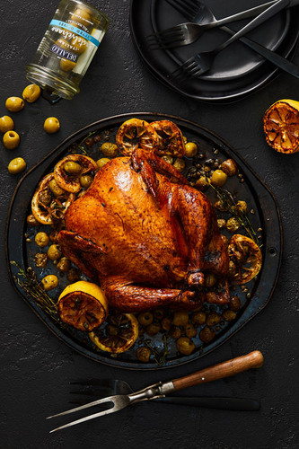 Balsamic Roasted Chicken with Olives, Lemon and Thyme Balsamic Roasted Chicken with Olives, Lemon and Thyme