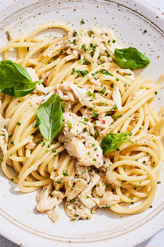 Garlic Lemon Bucatini with Crab