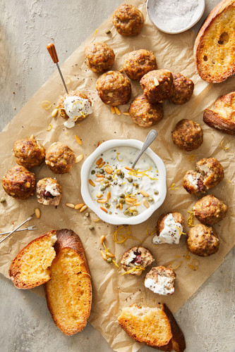 Greek Feta and Olive Stuffed Meatballs