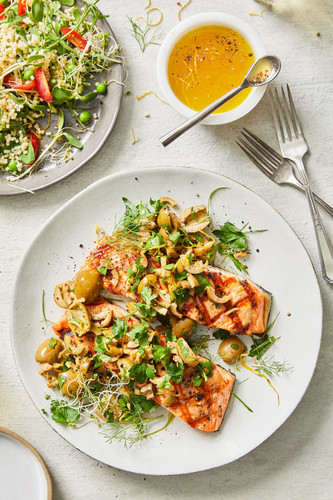 Grilled Salmon With Chopped Green Olives Grilled Salmon With Chopped Green Olives