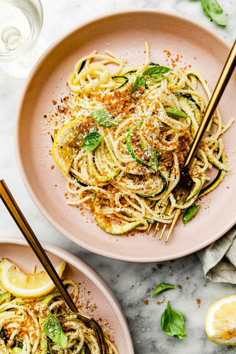 25 Minute Lemon Zucchini Pasta with Garlic Breadcrumbs