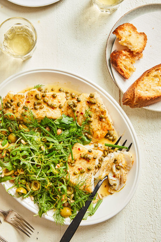 Pan-Fried Cod with Lemon Caper Sauce