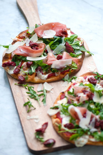 Prosciutto & Arugula Pizza with Semi-Dried Tomatoes