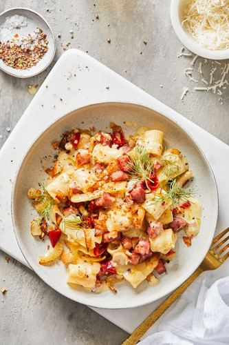 Rigatoni Carbonara with Caramelized Fennel Rigatoni Carbonara with Caramelized Fennel