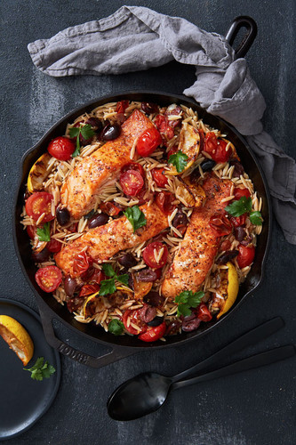 Salmon Tuscano With Herbed Whole-Wheat Orzo Salmon Tuscano With Herbed Whole-Wheat Orzo