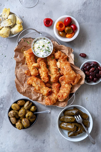 Soda Battered Baccalà with Sour Cream and Caper Sauce