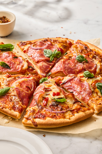 Sopressata Pizza with Hot Honey Pizza Sauce
