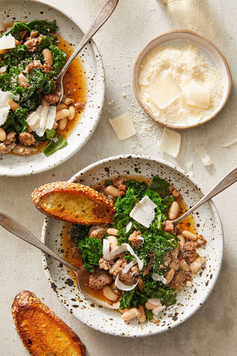 Spicy Beans And Greens With Italian Sausage