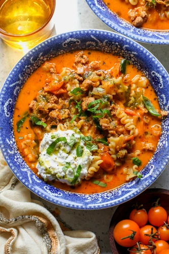 Sungold Tomato Lasagna Soup