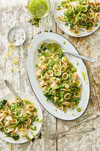 Three Greens Orecchiette with Pesto