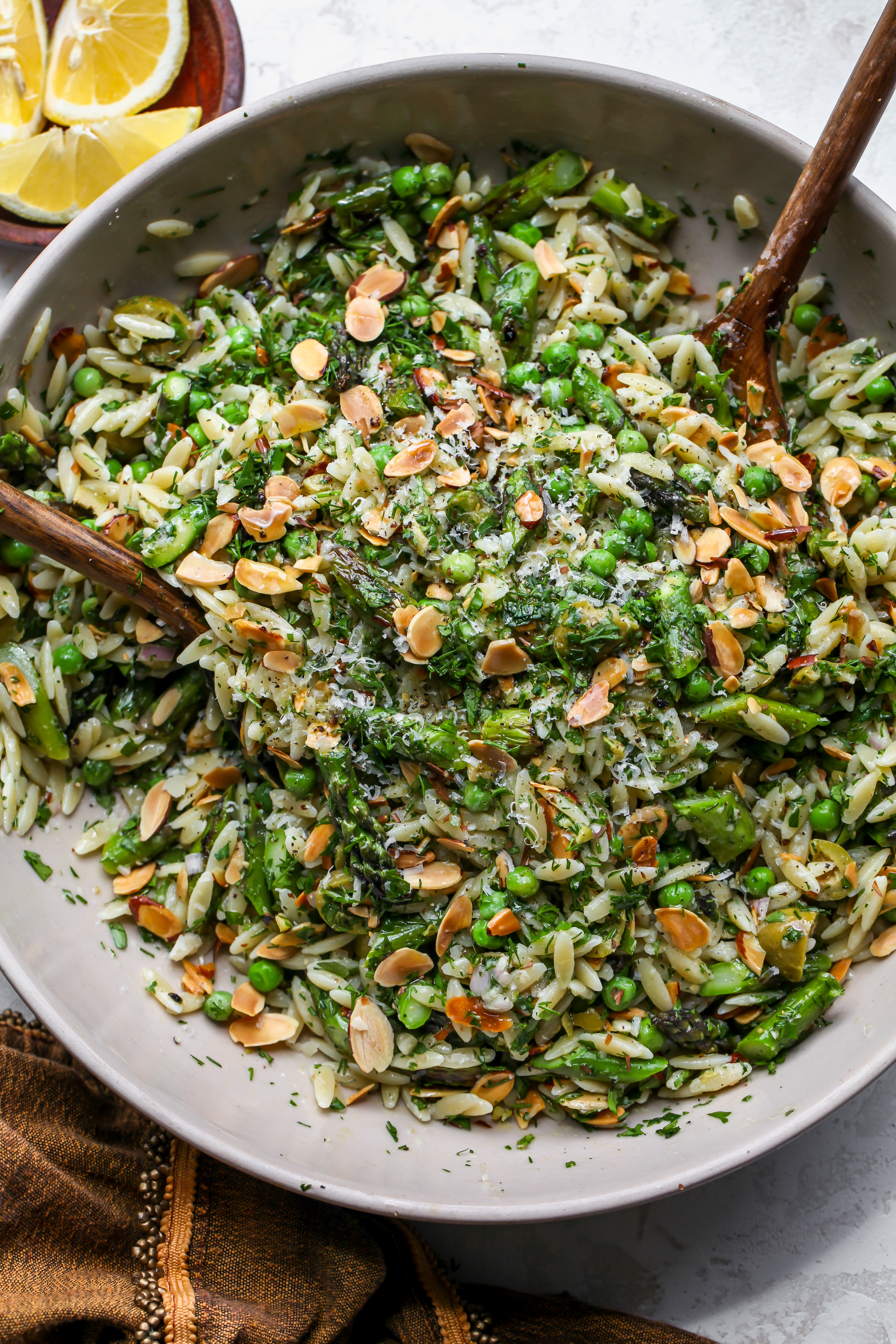 Asparagus Pasta Salad served in a bowl