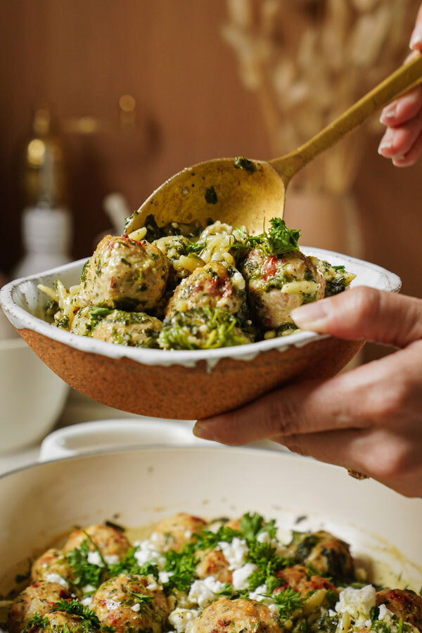 Chicken Meatballs with Orzo - DeLallo