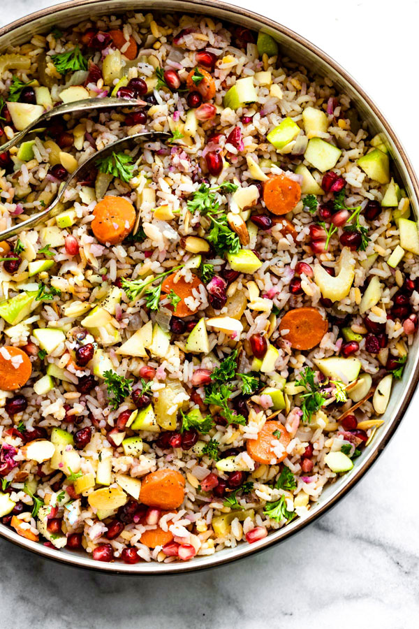 Rice pilaf with orzo recipe prepared in a bowl