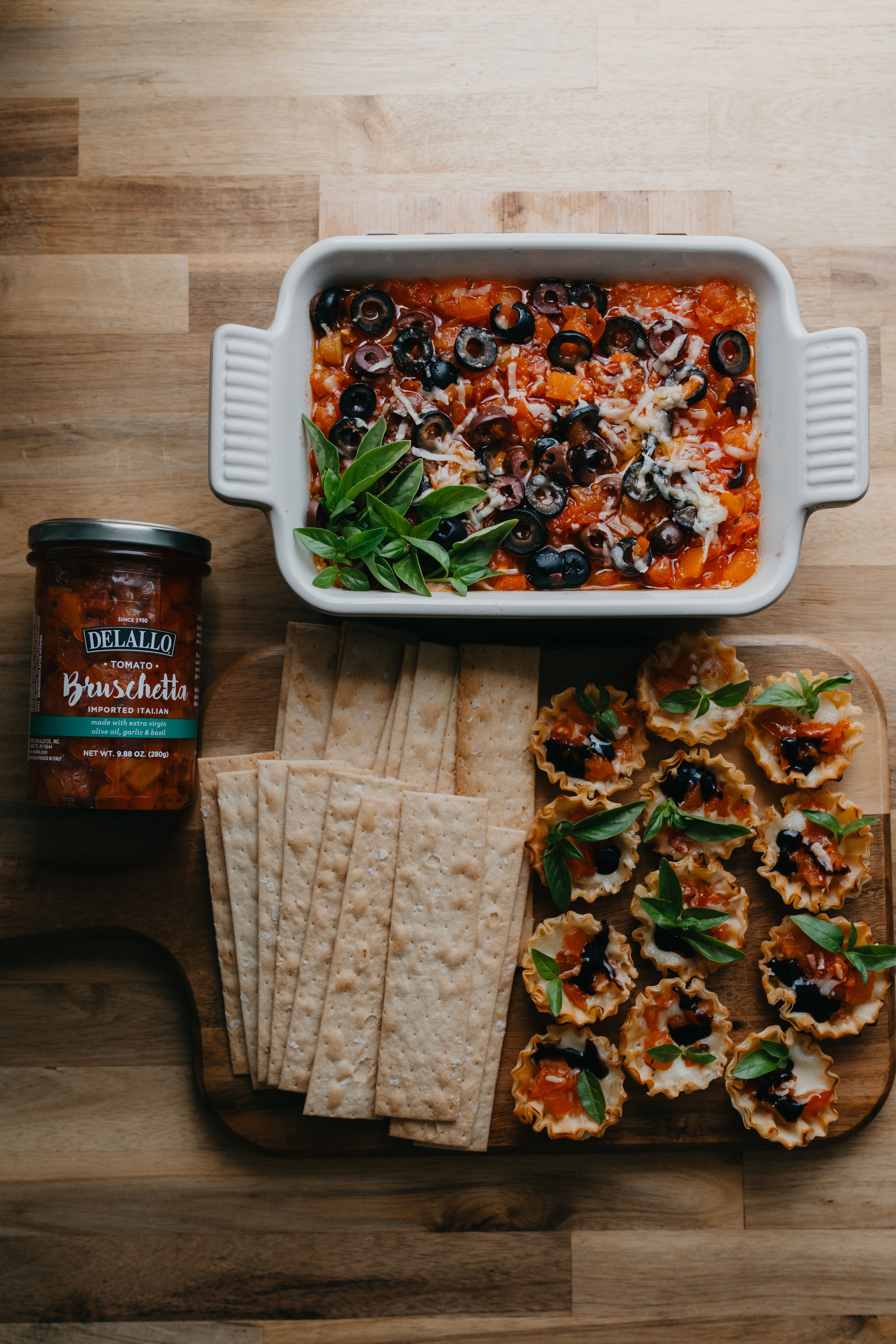 Whipped Feta with Tomato Bruschetta baked and ready to be served.