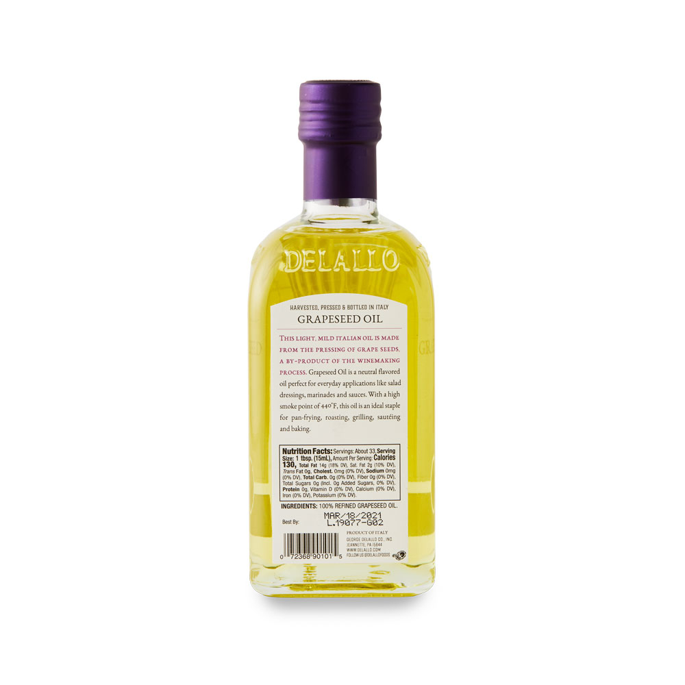Delallo Grapeseed Oil 16 9 Oz Grapeseed oil is extracted from the seeds of grapes, typically wine grapes. delallo grapeseed oil 16 9 oz