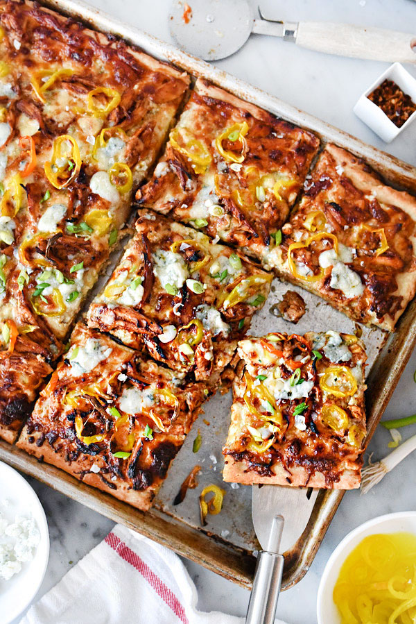 Sheet Pan BBQ Blue Chicken Pizza Recipe