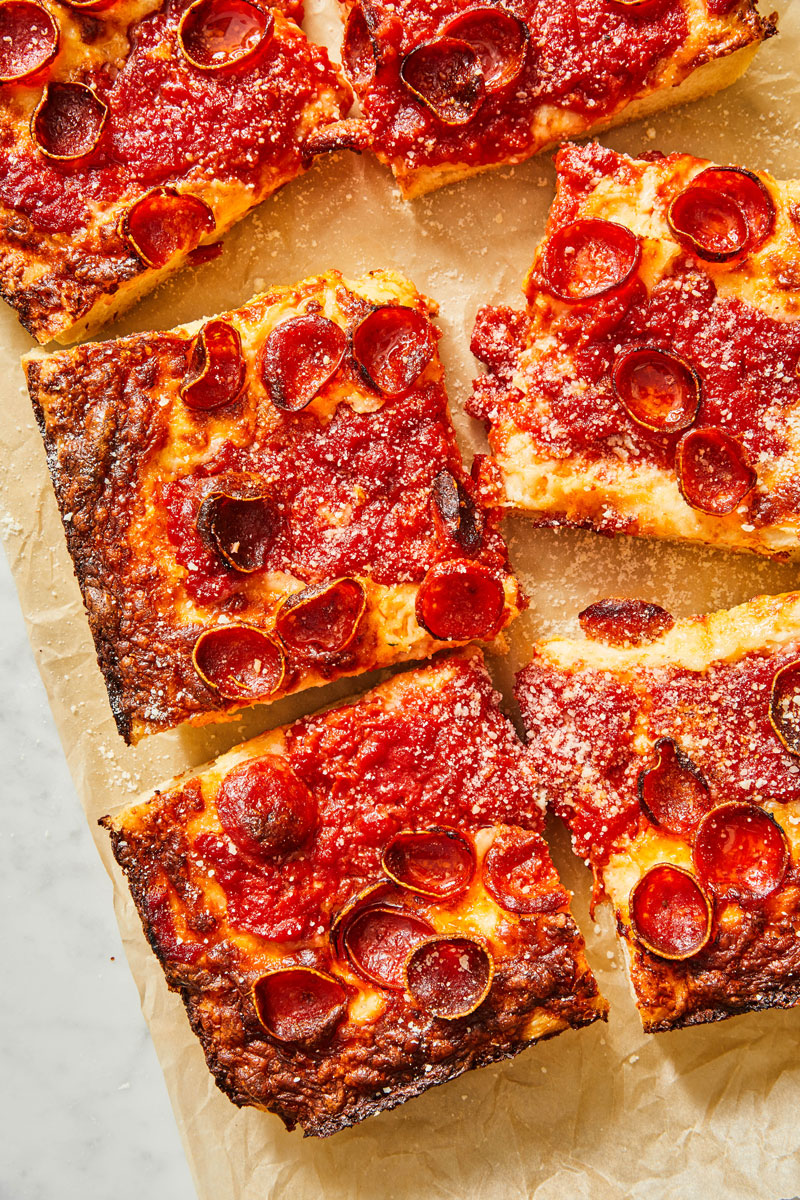 Detroit Style Pizza with Pepperoni - Thursday Night Pizza