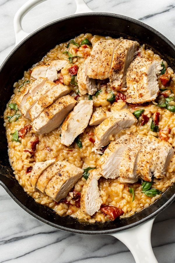 Easy One Pan Chicken Risotto Dinner Recipe - Under 30 Minutes!