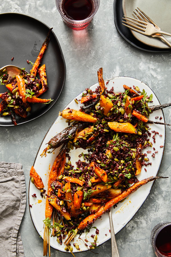 Image of Italian Black Rice Salad with Chili-Glazed Carrots and Citrus Balsamic