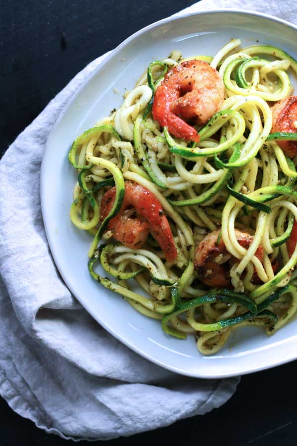 Calabrian Chili Shrimp with Pesto Zoodles - DeLallo