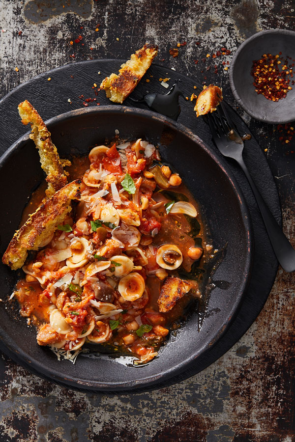 Chickpea and Caponata Brothy Pasta Image