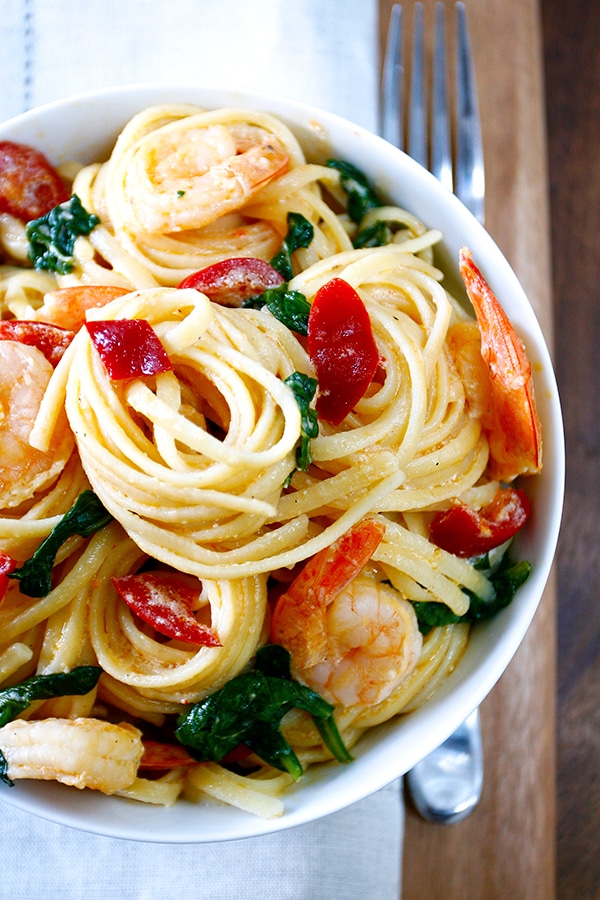 Creamy Pepperazzi & Goat Cheese Pasta with Shrimp - DeLallo