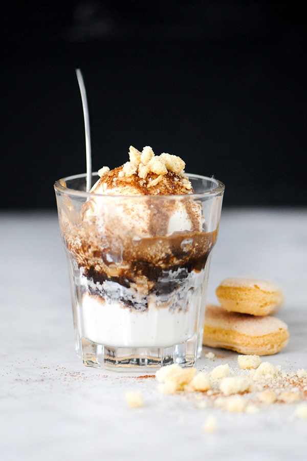 crema gelato in a clear cup