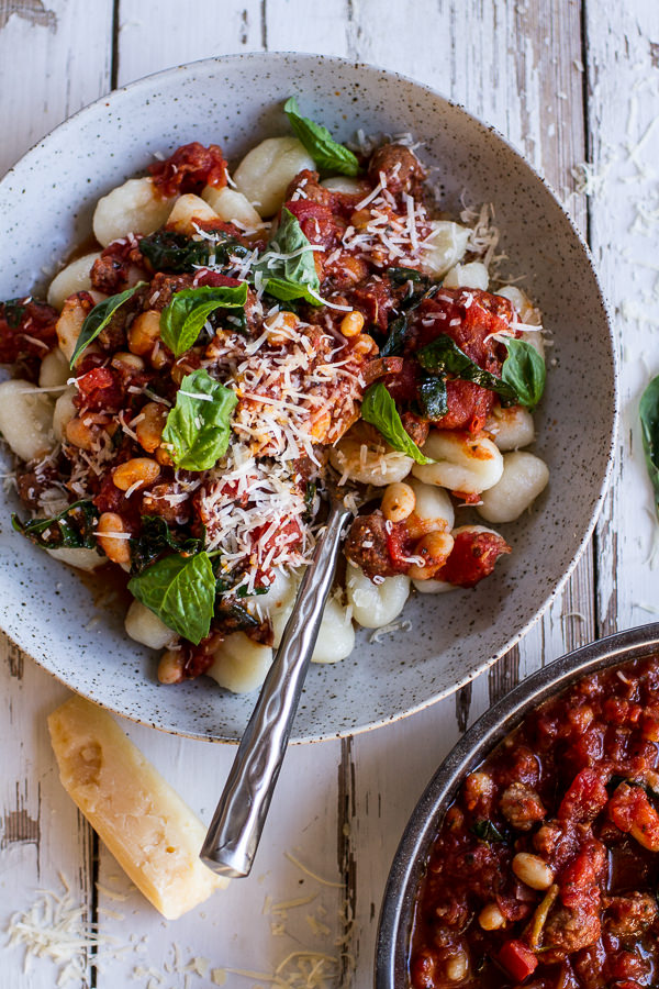 Image of crockpot tuscan sausage and white bean ragu