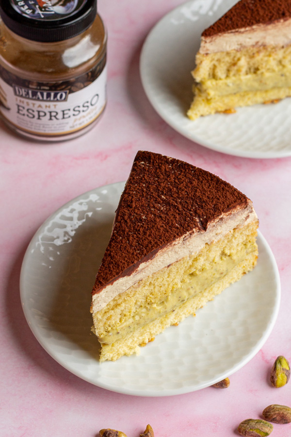 Pistachio Olive Oil Cake with Espresso Cream - DeLallo