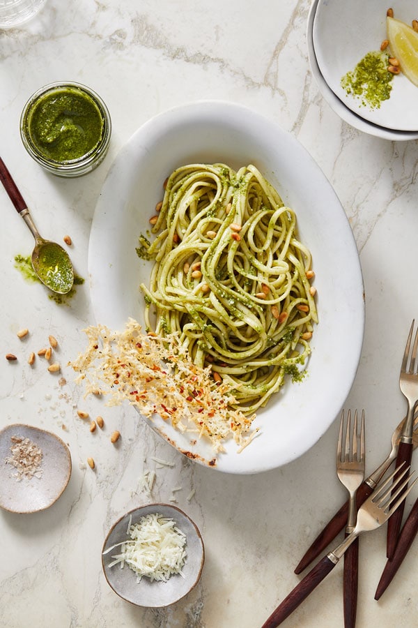 Pasta with pesto sauce