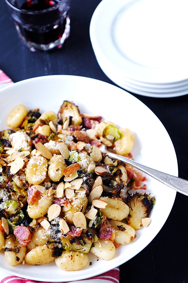 Image of Gnocchi with shaved brussel sprouts and bacon