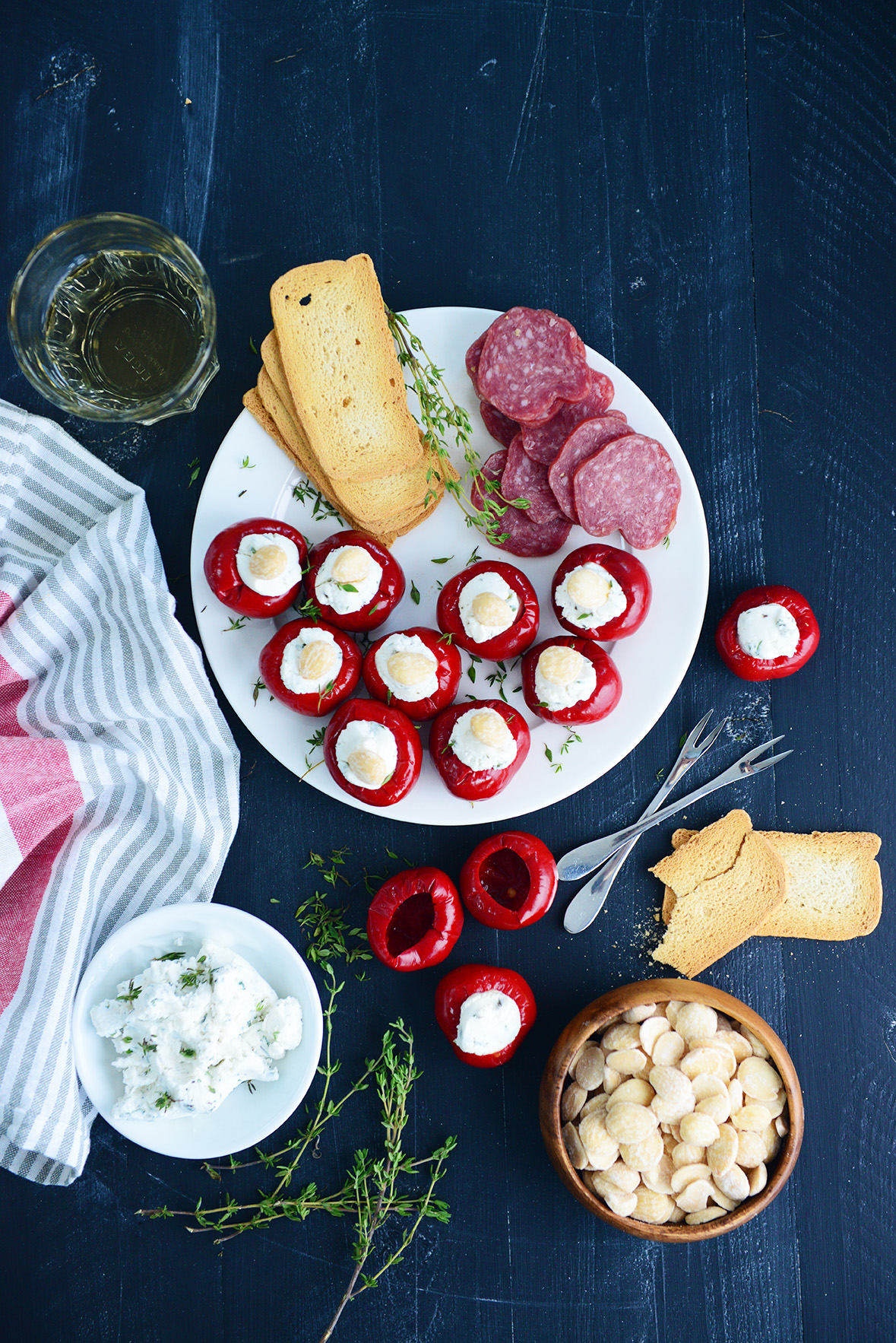 Herbed Goat Cheese Stuffed Pepperazzi with Marcona Almonds