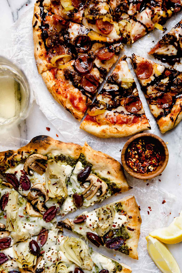 Two Personal Pizzas with Wine