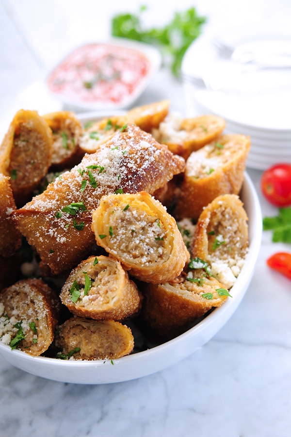 Image of Italian Egg Rolls with Spicy Sausage and Fontina