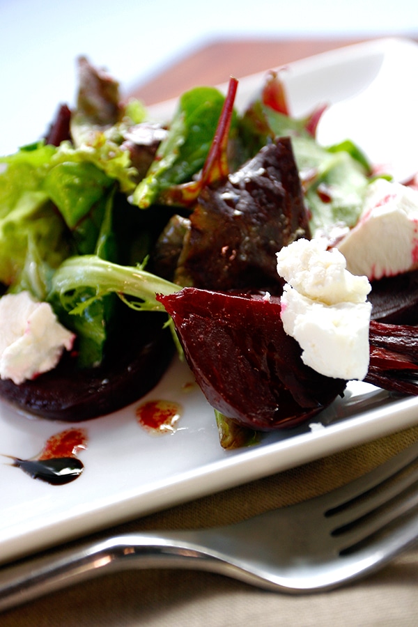 roasted beets with goat cheese and balsamic