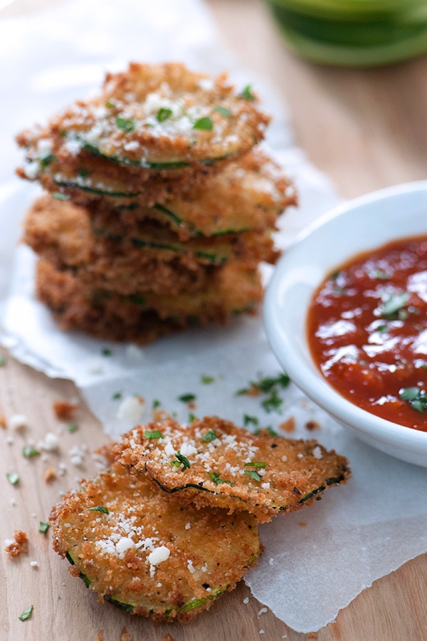 PankoBreaded Zucchini Chips with Pomodoro Fresco Arrabbiata DeLallo