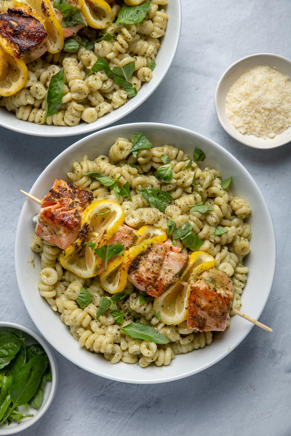 Salmon and Pasta in bowl