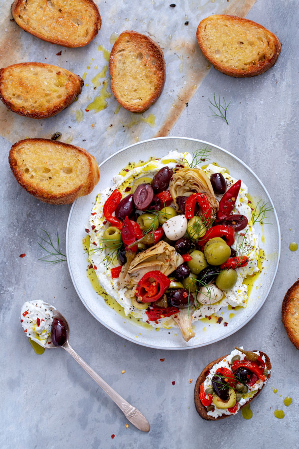 Image of Ricotta, Goat Cheese, and Avocado Oil Antipasti Spread