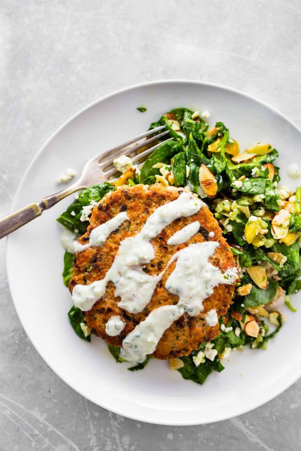 Lentil Greek Salad with Dill Sauce Recipe - Pinch of Yum