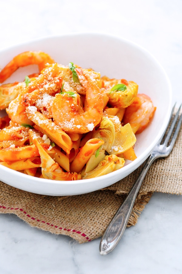 Image of Shrimp and Artichoke Marinara with Ziti