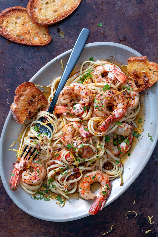 Image of Shrimp Scampi Served on a Plate