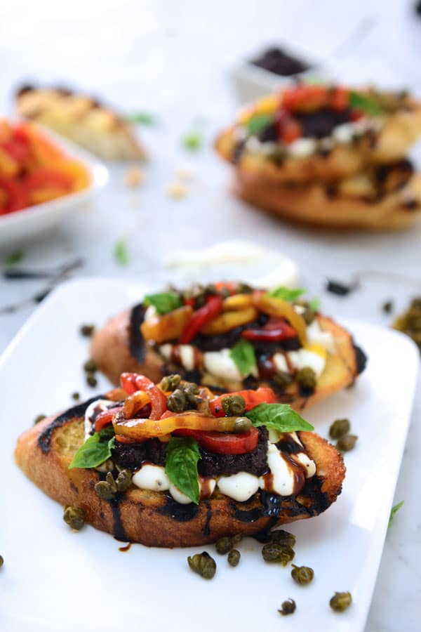 Italian Toasts on white plate 