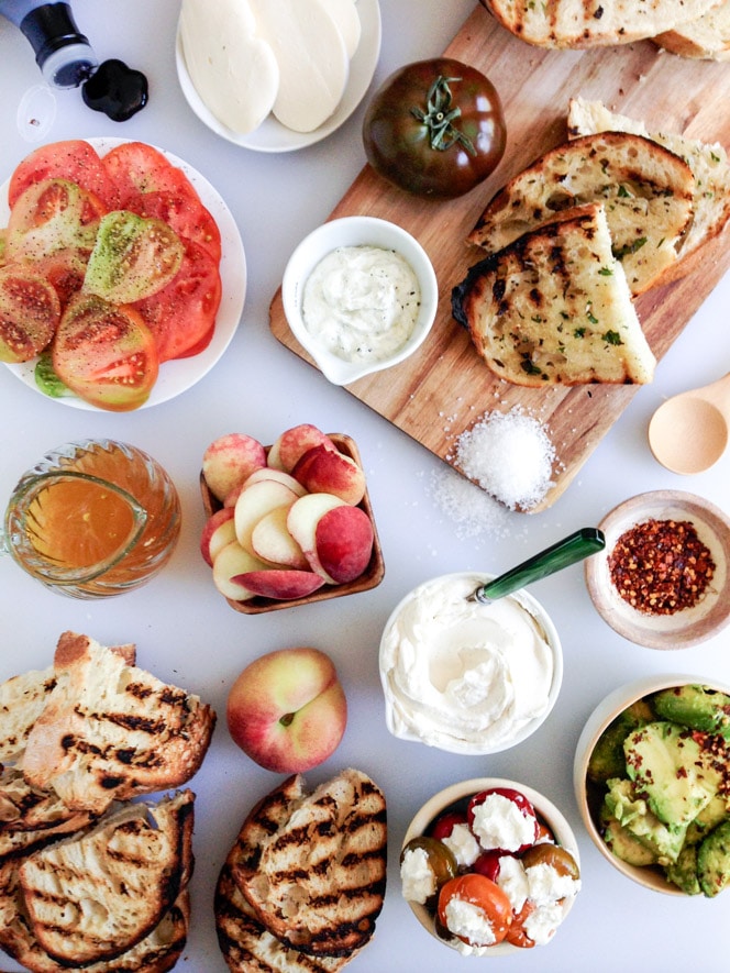 Grilled bread on a cutting board 