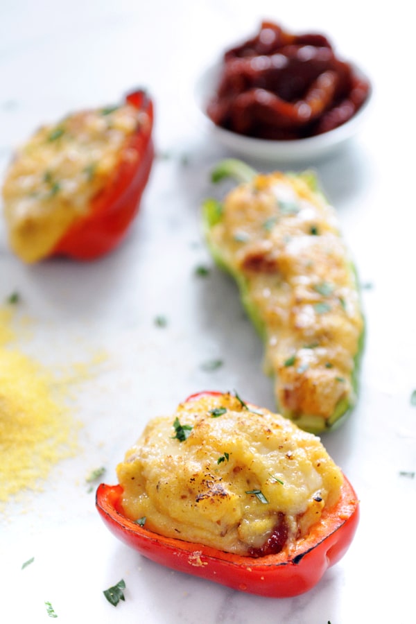 Tomato and Polenta stuffed peppers