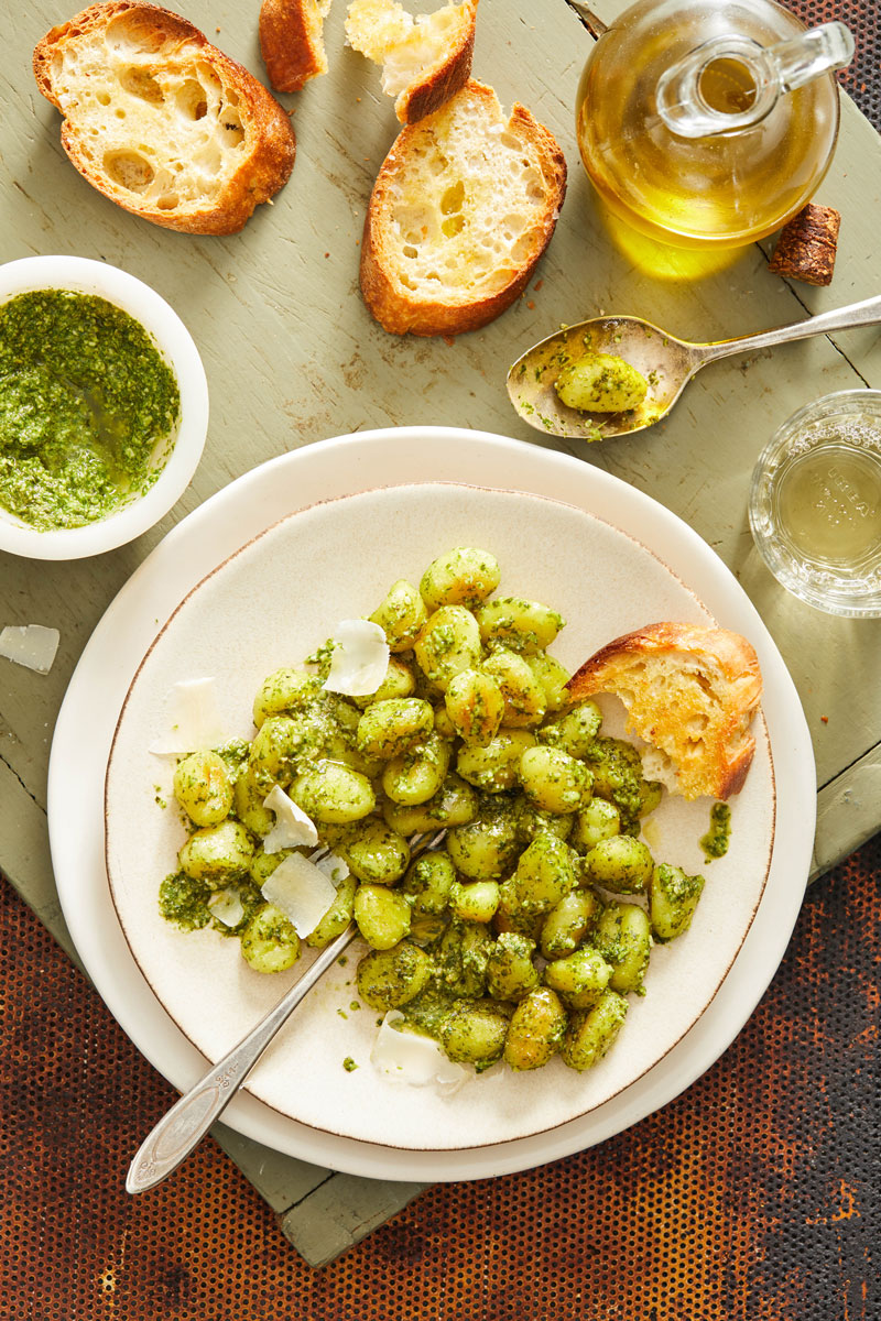 Basil Pesto Gnocchi on a plate