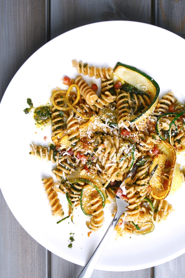 Image of Whole Wheat Pesto Pasta with Zucchini and Pancetta