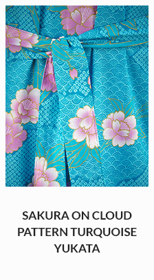 Sakura on Cloud Pattern Turquoise Yukata