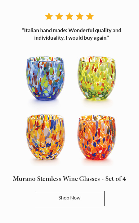 Murano Stemless Wine Glasses - Set of 4 - Italian hand made: Wonderful quality and individuality, I would buy again. - SHOP NOW